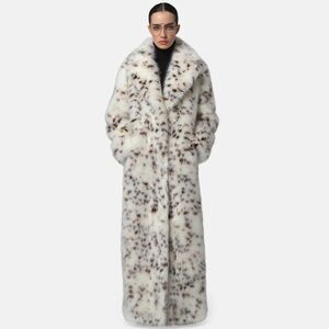 Luxury Brand New Apparis Gabrielle Maxi Coat. M size. Snow Leopard Print.